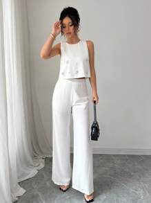 SHEIN Unity 女士日常两件套服装 - 白色 - 查看 4