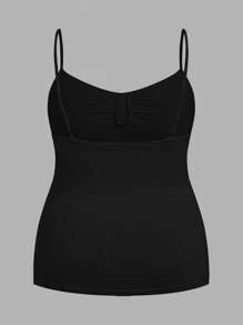 Calvaya 3pcs/Set Women Plus Size Fashion Casual Pleated Camisole Top - Black - View 8