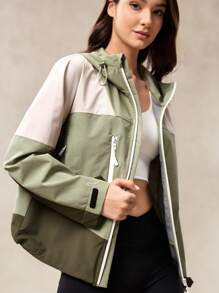 OutZeal Women's Long Sleeve Zip Front Hooded Raincoat, Multi-Color Jackets