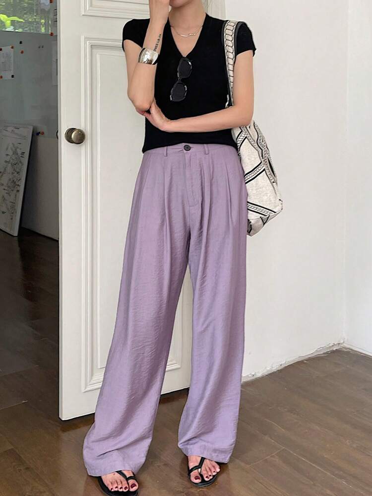 Pantalones rectos holgados y casuales de mezcla de lino para mujeres, estilo casual urbano y unisex