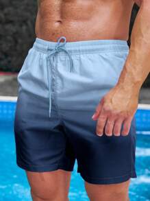 Surfspeed Shorts de playa para hombres con cintura con cordón, bolsillos y estampado degradado de colores (estampado con corte irregular), modelo hawaiano