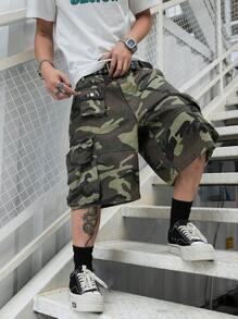 Manfinity EMRG Quần short denim in họa tiết rằn ri thường ngày cho nam - xanh quân đội - Xem 5