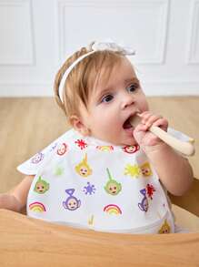 Teletubbies X SHEIN 0-2岁婴幼儿宝宝防水防油防污围兜TPU材质，可爱卡通图案，男女童适用，适合吃辅食，柔软轻便，可折叠便携 - 彩色 - 查看 6