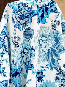 SHEIN Vestido casual de maternidad con estampado floral all over para vacaciones - Azul - Ver 8