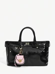 SHEIN SXY Clip para llavero mini, monedero portátil pequeño, estuche para auriculares, decoración de bolso - Rosa - Ver 4