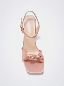 Maija 夏季新款时尚别致粗跟百搭黑色高跟凉鞋 - 玫瑰金 - 查看 3