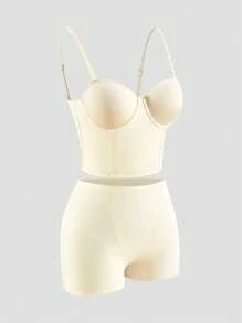 Women's Solid Color Cami And Shorts Shapewear Set