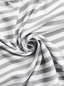 SHEIN Clasi Women's New Striped Patchwork Ruffle Trim Button-Up Shirt, Suitable For Work Or Commute - Grey - View 7