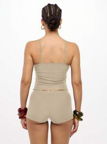 SUMWON WOMEN Ultra Soft Mesh Booty Shorts High Waisted Yoga Dance Ballet Loungewear Shorts Festival Summer Spring Fashion - Cream - View 2