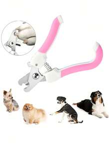 适用于狗和猫的不锈钢指甲钳和修剪器 - 配有防护装置，可避免过度修剪指甲和免费指甲锉 - 锋利的刀片 - 坚固的防滑手柄 - 适用于专业家庭美容 - 粉色 - 查看 2