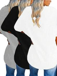 SHEIN LUNE Maglietta a maniche corte tinta unita in taglie forti, maglietta casual estiva scollo a V, abbigliamento donna taglie forti, magliette grafiche per donne