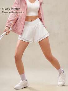 OutZeal Pantaloncini da donna traspiranti e ad asciugatura rapida, con pantaloncini interni incorporati, in vita incrociata, bianchi, per sport, allenamento, tennis
