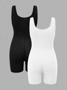 Modmama Maternity Plain Ribbed Sleeveless Romper - Multicolor - View 2