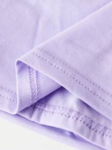 SHEIN Tween Girl Elegant Solid Fitted Sweet Bow-Knot Tie Shoulder Side Ruched Cami Top - Mauve Purple - View 4