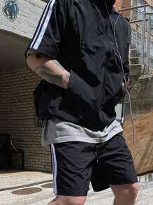 DAZY Men's Summer Striped Black Jacket Suit - Black - View 1