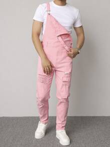 Manfinity Homme Petos vaqueros casuales con bolsillos desgastados para hombre