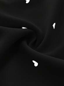 SHEIN Maternity Heart Print Round Neck Ruffle Short Sleeve Casual Blouse, Summer - Black - View 5