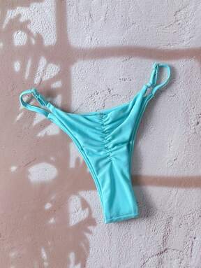 Swim Chiccia 1 件女士纯色丁字裤比基尼泳裤，简约时尚，适合夏季