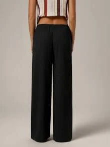 SHEIN Forever 21 Quần áo mùa hè Curve Beachwear Quần áo đi biển Quần áo mùa hè Tiệc trà Kỳ nghỉ bãi biển Quần áo thường ngày cho phụ nữ Quần áo mùa hè Vải màu nâu Quần dài lưng thun, Quần áo Bohemian - màu đen - Xem 2