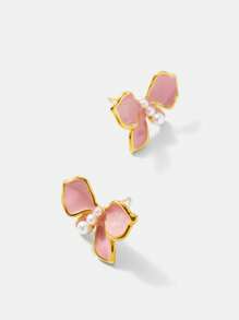 PREMIUM HOA TAI HÌNH BƯỚM MẠ VÀNG 18K BẰNG ĐỒNG MEN - Hồng - Xem 4