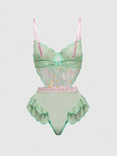 mio&rui♡ Our Kawaii Romantic Resort Floral Embroidery Ruffle Trim