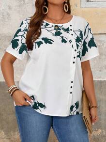 EMERY ROSE Blusa con estampado floral tallas grandes, de moda para el verano