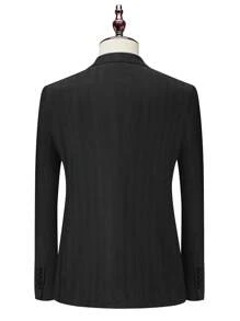 Calvornis Chaqueta de traje y pantalones de unicolor talla grande para hombres - Negro - Ver 2