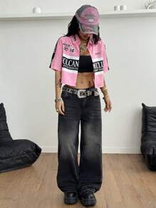 Coolane Áo sơ mi ngắn cổ điển màu xanh quân đội dành cho nữ - Hồng - Xem 6