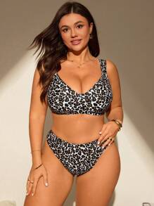 Swim Lushoire Plus Size Women Random Floral Print Tankini Swimwear Set For Summer Beach Vacation - Multicolor - View 6