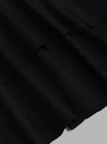 Sweetra New Design Spiral Gold Ornament Waist-Cinching Flared Skirt Mini Dress For Women - Black - View 5