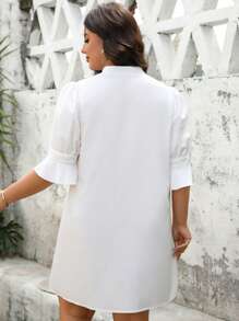 SHEIN Clasi Váy dài tay rộng rãi in họa tiết hoa lãng mạn hàng ngày cho nữ cỡ lớn, váy mùa hè cho nữ, trang phục đi nghỉ cho phụ nữ, váy đi nghỉ, váy cỡ lớn, quần áo bà bầu, váy bầu, váy đi biển, váy đi biển cho nữ, váy đi biển - trắng - Xem 8