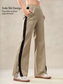 OutZeal Pantaloni da donna con gamba dritta, leggeri, stretch, ad asciugatura rapida, con blocchi di colore, tasche con chiusura lampo, adatti per all'aperto e uso quotidiano, morbidi come seta