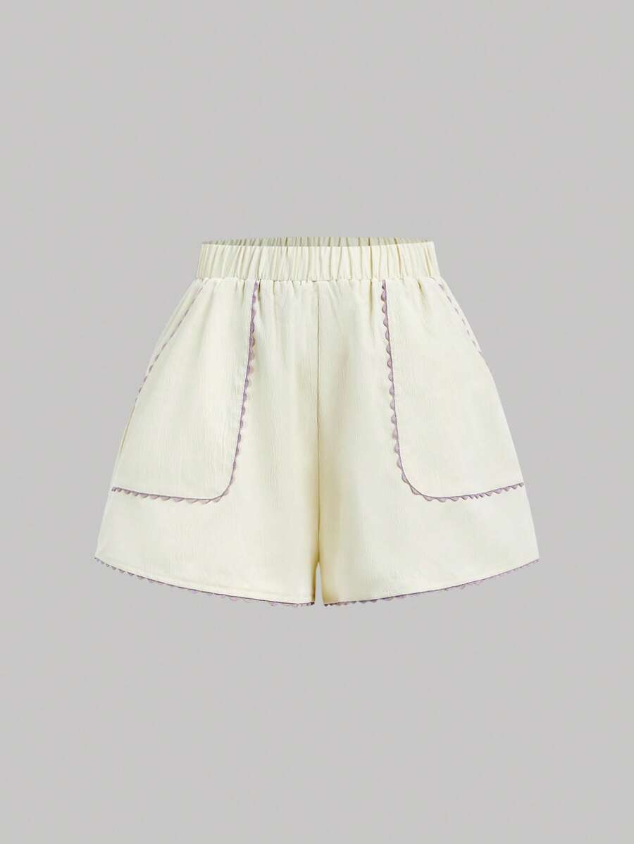 SHEIN MOD Pantalones cortos informales con cinta delantera y bolsillos - Blanco - Ver 1