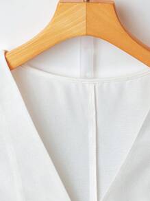 SHEIN LUNE Plus Size Solid V-Neck Button Front Sleeveless Top And Shorts 2 Pieces Set - Apricot - View 3