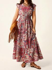 SHEIN LUNE Váy Maxi Du Lịch Thường Ngày In Họa Tiết Toàn Thân Cỡ Lớn - Nhiều màu - Xem 8
