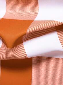 Manfinity Homme Áo sơ mi nam tay ngắn cài nút phía trước màu cam kẻ sọc tương phản (kiểu dáng bất đối xứng) Áo sơ mi nam dáng ôm - Nhiều màu - Xem 5