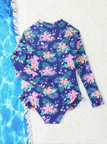 SHEIN Printed One-Piece Swimsuit For Teenage Girls Summer Swim Bohemian Summer Holiday Cute