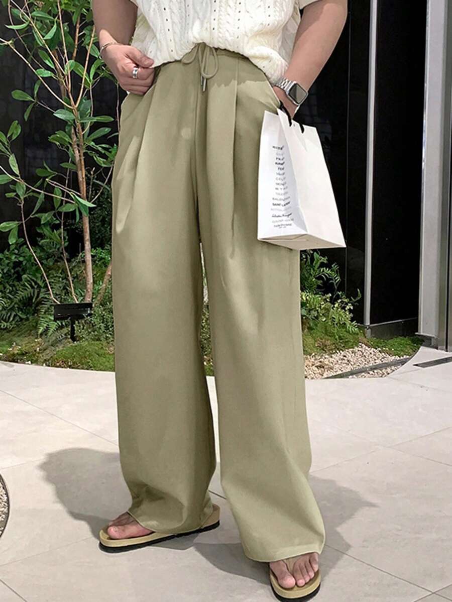 DAZY Men's Straight Drawstring Waist Casual Pants Easter - Green - View 1