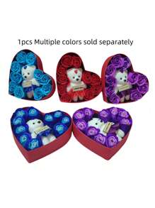 10 件玫瑰香皂花心形礼盒，创意生日/婚礼派对礼物 - 彩色 - 查看 1