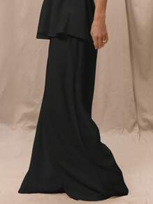 MUSERA Low Rise Elasticated Waistband Wide Leg Trousers Only  Summer Vacation Holiday Elegant Beachwear Boho Romantic Ibiza Linen Feel Fall, Autumn, Winter, Back To School Christmas Evening