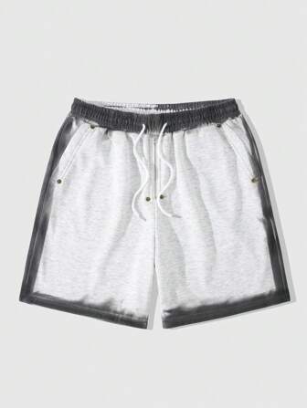 Grunge Punk Pantaloncini estivi casual da uomo con fasce laterali a contrasto e stampa