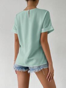 SHEIN Essnce Camisa de verano casual de manga corta y unicolor