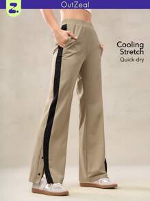 OutZeal Pantaloni da donna con gamba dritta, leggeri, stretch, ad asciugatura rapida, con blocchi di colore, tasche con chiusura lampo, adatti per all'aperto e uso quotidiano, morbidi come seta