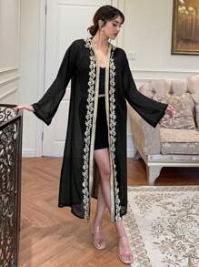 DAZY Elegant Long Dress With Cover Up, Women Summer New Arrivals - Black - View 1