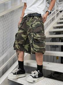 Manfinity EMRG Quần short denim in họa tiết rằn ri thường ngày cho nam - xanh quân đội - Xem 4