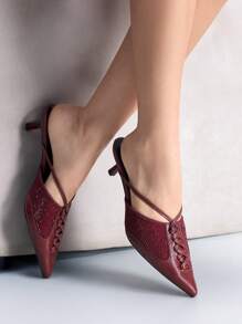 CUCCOO GRLICON Women's Y2K Punk Style High Heel Pumps, Suitable For Motorcycle, Cool Girl, Halloween, Christmas, Party Outfits - Burgundy - View 3