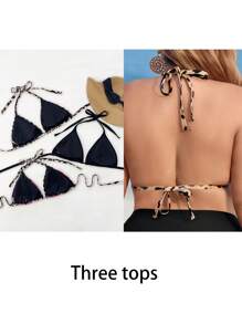 Swim Vcay 大码露背豹纹泳衣上衣，夏季海滩时尚单品 - 彩色 - 查看 2