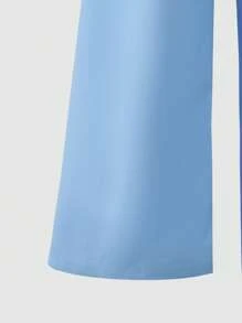 Sparklyn 1 套女童欧美时尚设计斜肩上衣和高腰阔腿裤，时尚、优雅、实用的服装，飘逸柔软，宽松舒适 - 藍色 - 查看 6