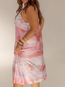 Aralina Curve 女款翻盖前片连衣长裙。花卉印花连衣裙。夏季度假连衣裙。沙滩装。夏季服装。夏季时尚。 - 彩色 - 查看 7