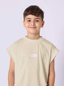 SUMWON Summer Sleeveless Athletic Tank Top Streetwear Urban Essentials Sport Performance Youth Casual Muscle Shirt - Beige - View 4
